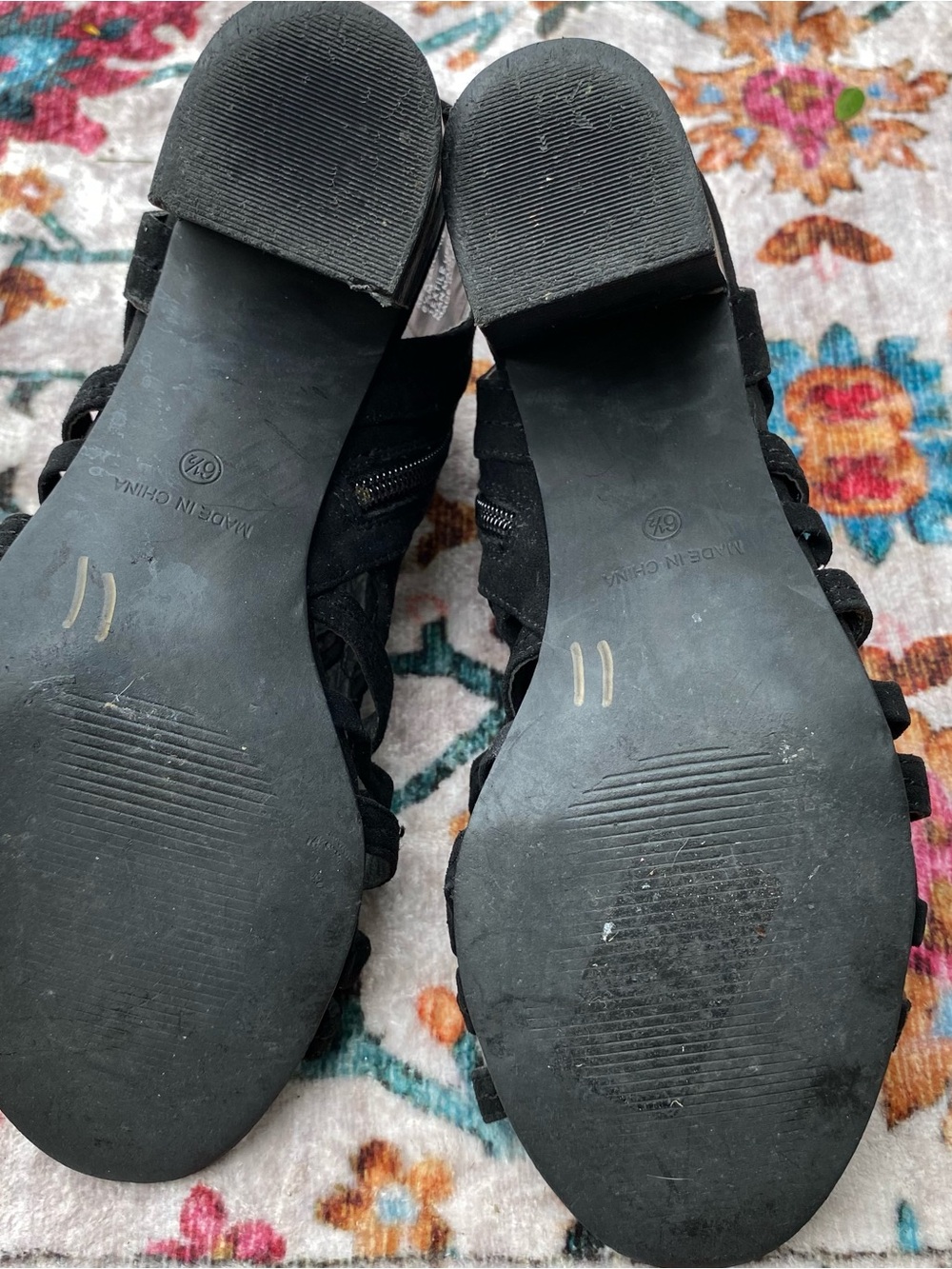 Paul Green Black Open-Toe Heeled Ankle Boots with Textured Upper - Picture 4 of 9